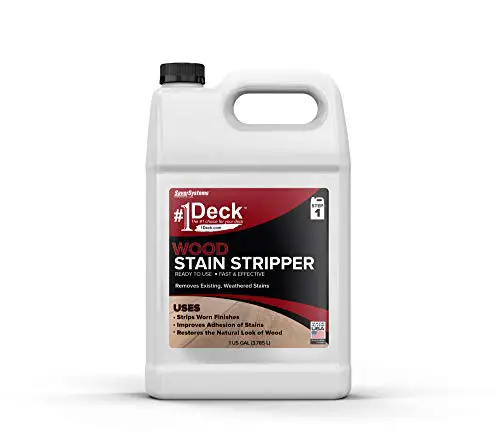 #1 Deck Wood Stain Stripper - 1 Gallon - Ready to Use, Wood Stain Remover Strips Weathered, Water-Based and Oil-Based Finishes