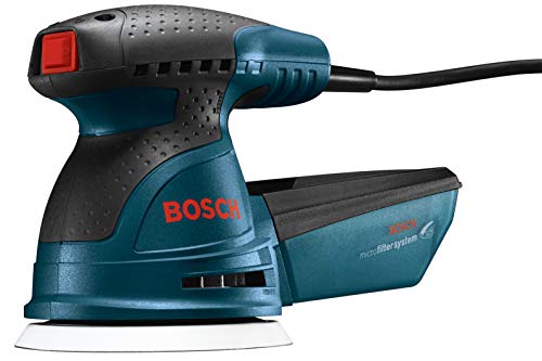 Bosch ROS20VSC Palm Sander - 2.5 Amp 5 Inches Corded Variable Speed Random Orbital Sander/Polisher Kit with Dust Collector and Soft Carrying Bag, Blue