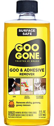 Goo Gone Adhesive Remover - 8 Ounce - Surface Safe Adhesive Remover Safely Removes Stickers Labels Decals Residue Tape Chewing Gum Grease Tar