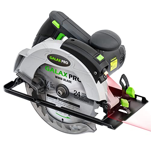 GALAX PRO 12A 5500RPM Corded Circular Saw with 7-1/4' Circular Saw Blade and Laser Guide Max Cutting Depth 2.45' (90°), 1.81' (45°) for Wood and Log Cutting