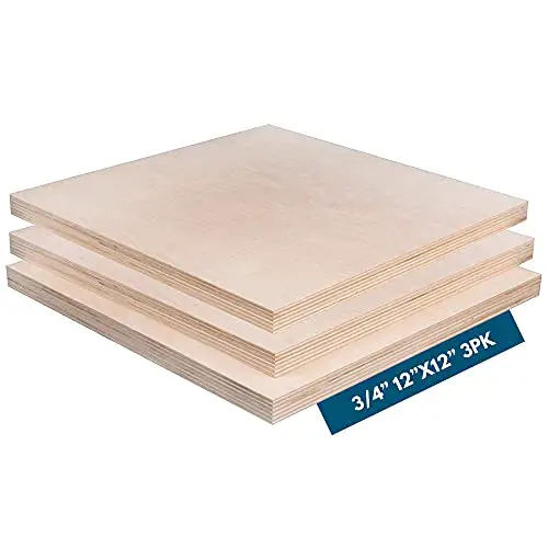 3/4' x 12' x 12' Baltic Birch Plywood – B/BB Grade (Package of 3) Perfect for Arts and Crafts, School Projects and DIY Projects, Drawing, Painting, Wood Engraving, Wood Burning and Laser Projects