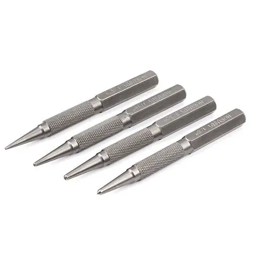 HORUSDY 4-Piece Nail Setter Punch and Center Punch Set