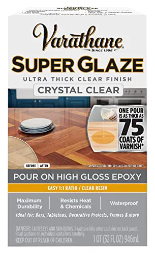 Rust-Oleum Parks Super Glaze, 241352 Ultra Glossy Epoxy Finish and Preservative Kit, Clear 32 Fl Oz