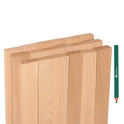 Forest 2 Home Red Oak Wood Lumber Bundle - 1 X 2 X 12 inches - 18 Board Pack - Kiln Dried Hardwood - S2S - Includes Carpenter Pencil