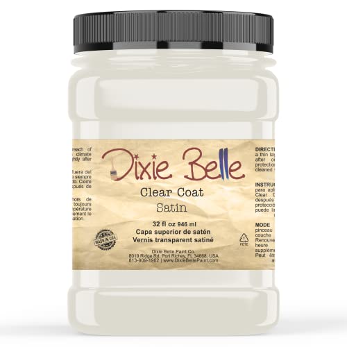 Dixie Belle Paint Company | Clear Coat | Polyacrylic Topcoat | Chalk-Friendly Furniture Paint Finish | Made in the USA (Satin, 32 Fl Oz (Pack of 1))