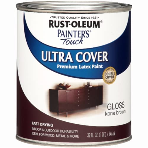 Rust-Oleum Brush On Paint 1977502 Painters Touch Latex, 1-Quart, 32 Fl Oz (Pack of 1), Gloss Kona Brown