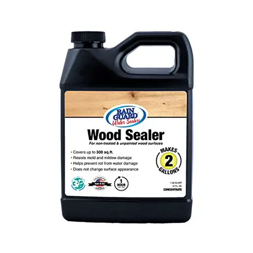 Rain Guard Water Sealers - Wood Sealer - Penetrating Water Repellent Protection for All Porous Wood Surfaces - Water-Based Silane/Siloxane Sealant - Clear Natural Finish - Concentrate Makes 2 Gal
