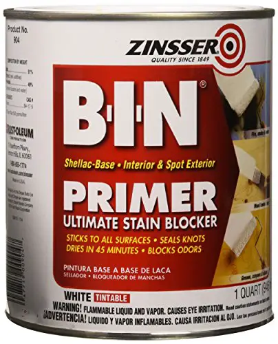 Zinsser 00904 B-I-N Pigmented Shellac Oil Primer-Sealer & Stain Killer, White, 1 Quart