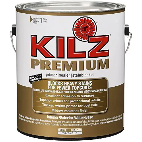 KILZ Premium High-Hide Stain Blocking Interior/Exterior Latex Primer/Sealer, White, 1-gallon,13041