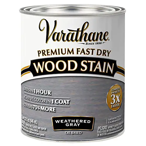 Varathane 269394 Premium Fast Dry Wood Stain, Quart, Weathered Gray