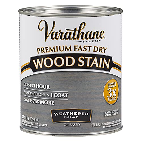 Varathane 269394 Premium Fast Dry Wood Stain, Quart, Weathered Gray