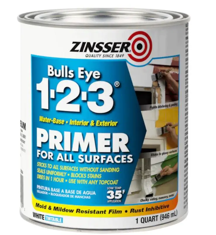 Zinsser 02004 Bulls Eye 1-2-3 All Surface Primer, Quart, White